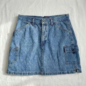Vintage Y2k Blue Denim Cargo Skort Skirt Medium 8 Indie Summer